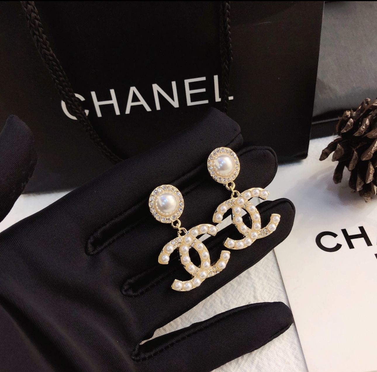 Ohrringe CC Perle Gold
