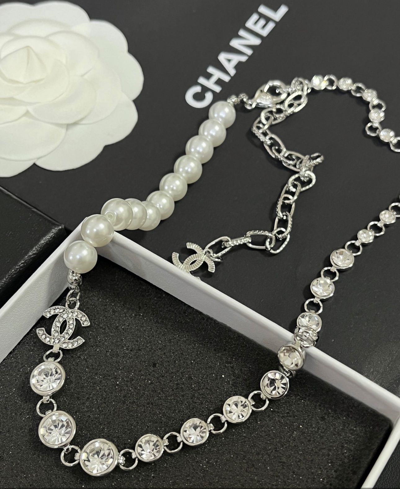 Halskette CoCh Perle Diamant Silber