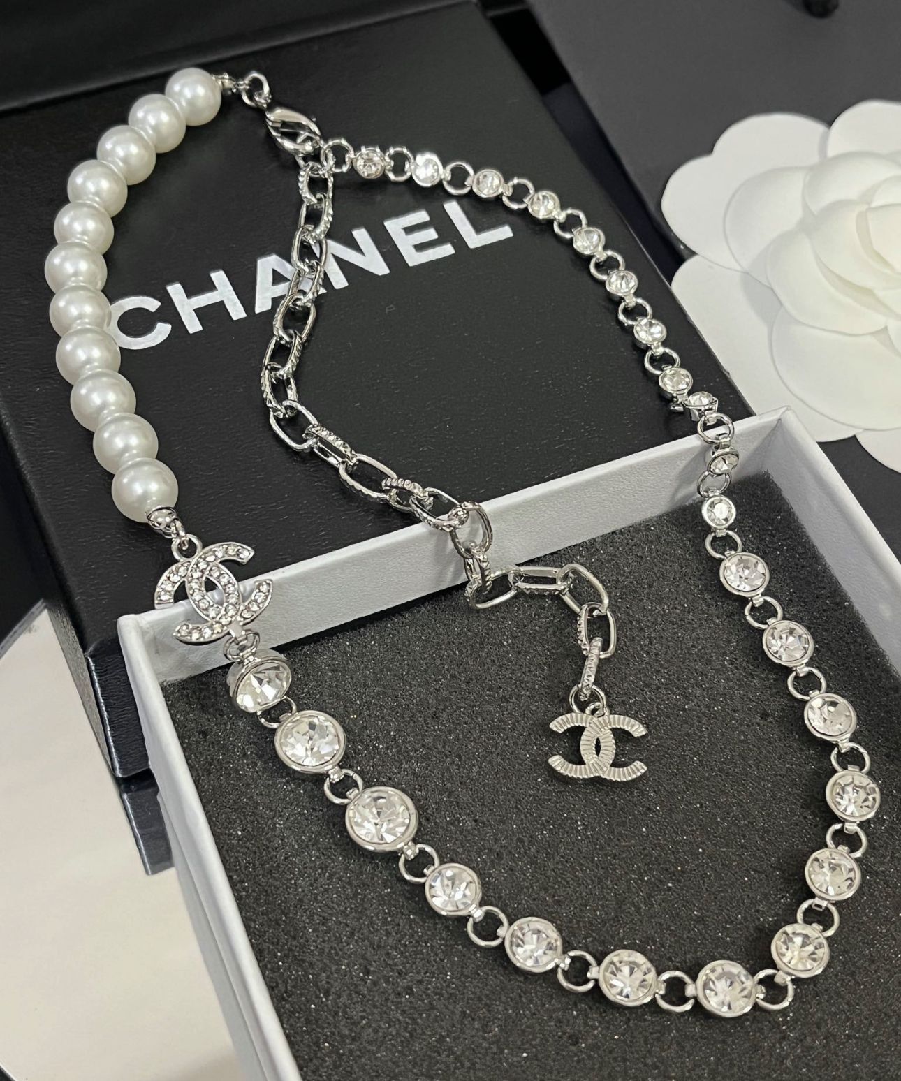 Halskette CoCh Perle Diamant Silber
